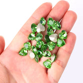 Peridot Heart Shape High Quality Glass Pointed Back Fancy Rhinestones WholesaleRhinestone